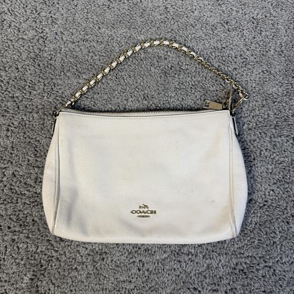 Coach Handbags - Coach Carrie Cross Body Bag Purse Womens Medium White Leather Chain Zip F22212